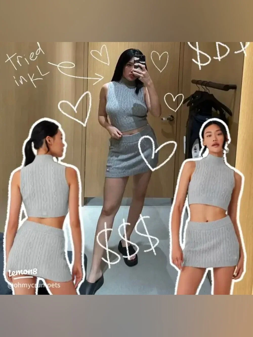 ALO Yoga Gray Cable Knit Ribbed Skort XS